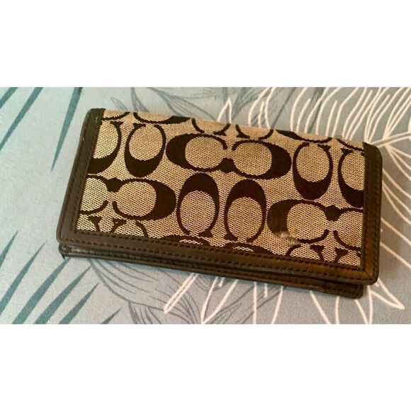 Coach signature CC LOGO black 90’s Y2K CHECKBOOK COVER leather & canvas - Picture 6 of 6